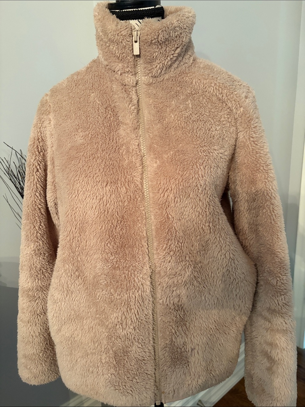 Uniqlo Soft Teddy Zip-Up Jacket - Beige